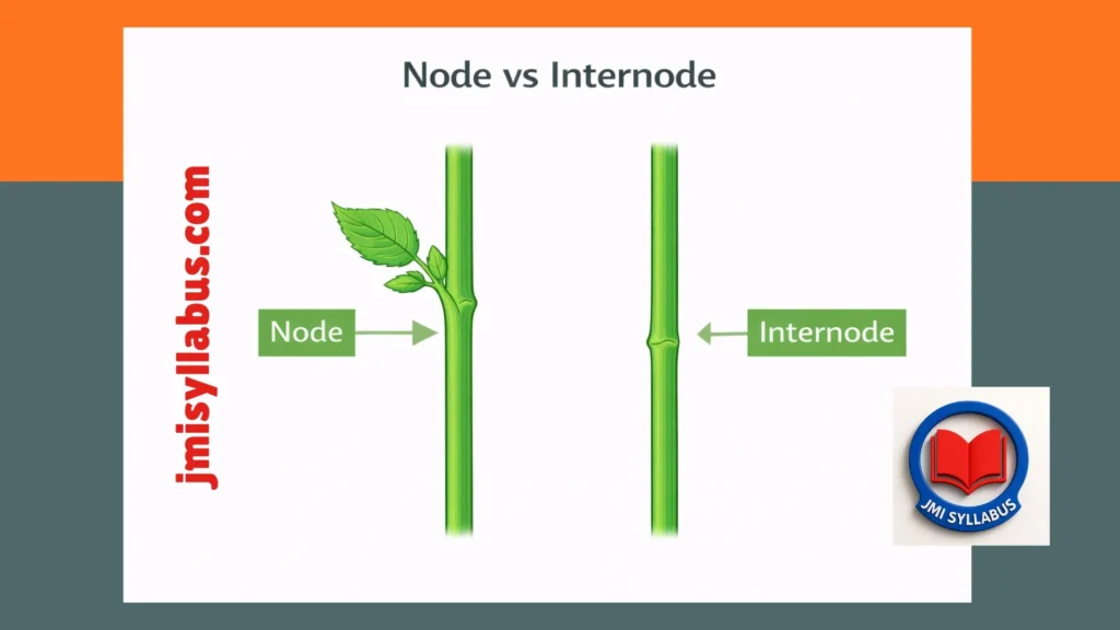 Node vs internode diagram with simple stem illustration and labels