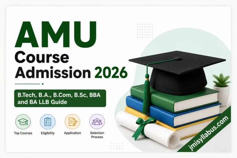 AMU Course Admission 2026 guide for BTech BA BCom BSc BBA BA LLB